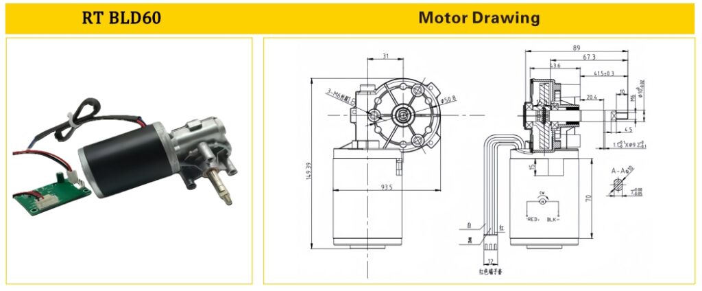 BLDC Motor 60mm technical drawing