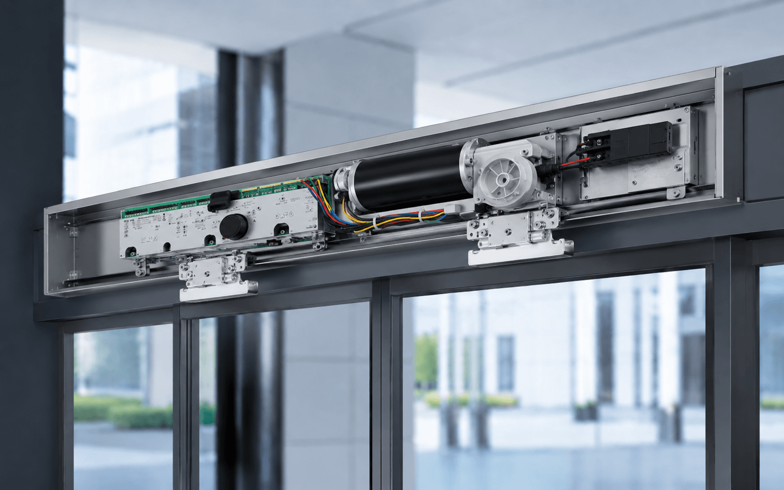 Automatic door operator mechanism with motor drive system