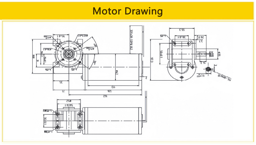 D63W DC gear motor for automatic door system drawing
