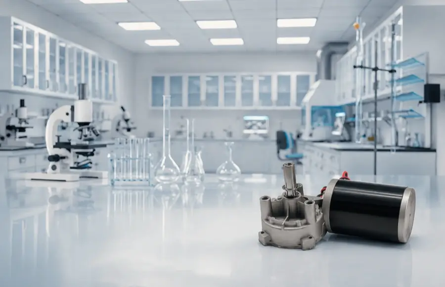 DC gear motor for medical and laboratory equipment mechanisms