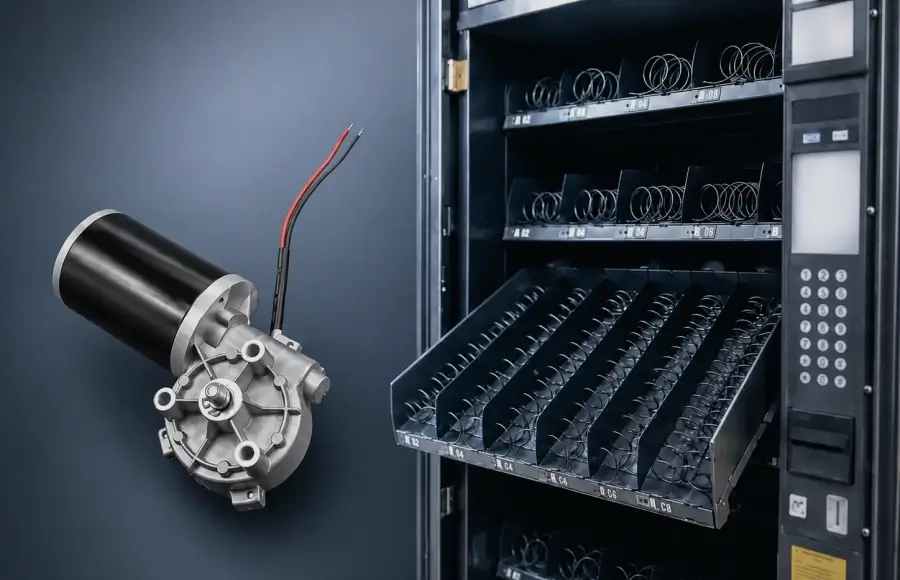 DC gear motor for vending dispensing mechanism